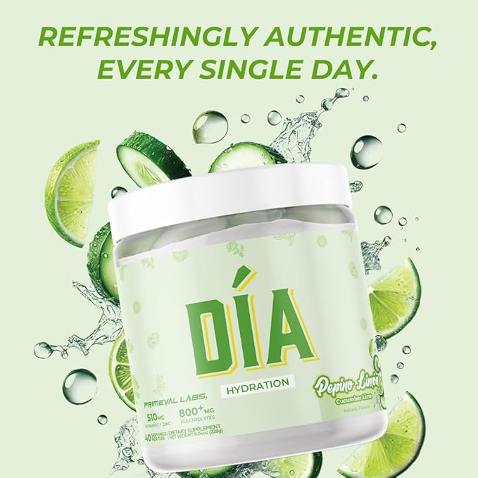 Primeval Labs Dia Hydration Electrolyte Powder | Vitamin C + Zinc, Taurine & Electrolytes | Low