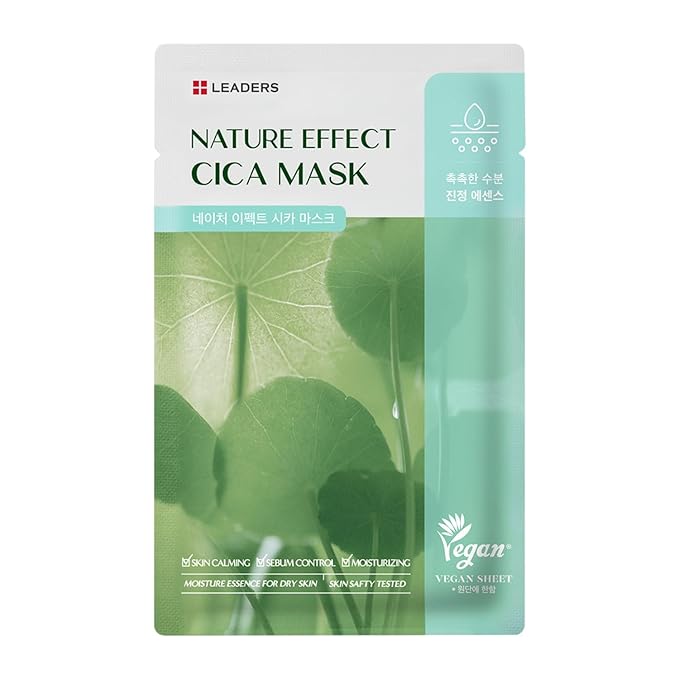 LEADERS Nature Effect Cica Mask ??Hydrating & Soothing Face Mask with Cica & Tea Tree Extracts for