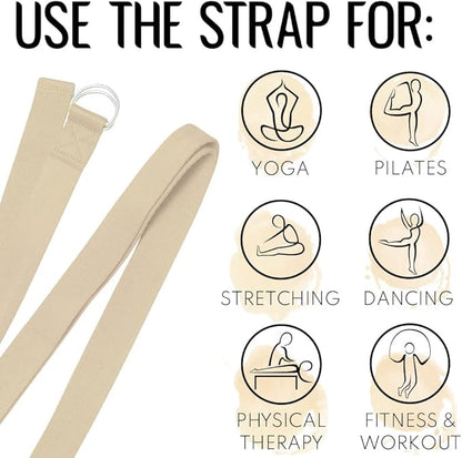 TECEUM Yoga Strap & Mat Strap – 2 IN 1 – Cotton – 6 ft 8 ft 10 ft (30+ colors) – Adjustable