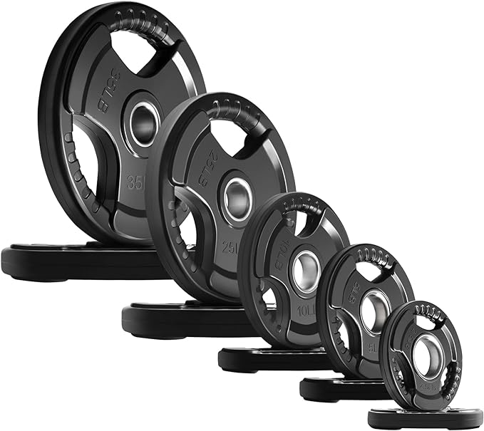 RitFit Olympic Rubber Grip Plates for Barbell, 2-Inch Weight Plates for Weightlifting and Strength