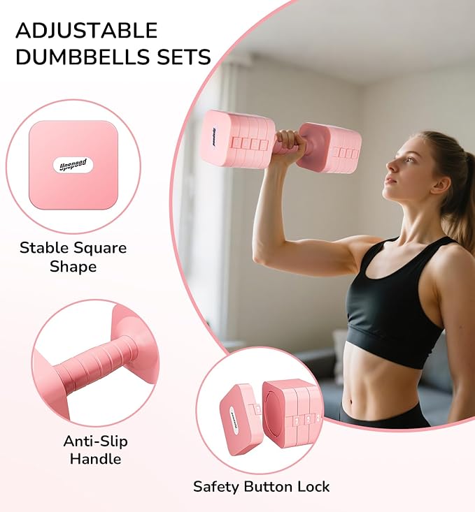 Adjustable Dumbbell Set for Women Men 16LB 20LB Hand Weights Dumbbells Sets Woman Exercise Fitness