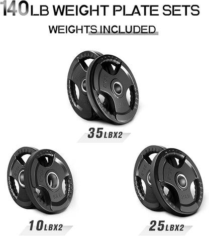 RitFit Olympic Rubber Grip Plates for Barbell, 2-Inch Weight Plates for Weightlifting and Strength
