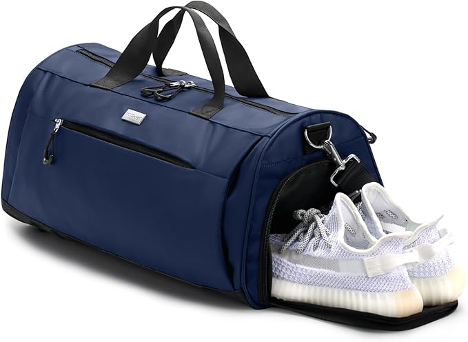 TOPDesign Gym Bag for Women & Men, Unisex Duffel Bag with Shoe Compartment & Wet Pocket for Travel