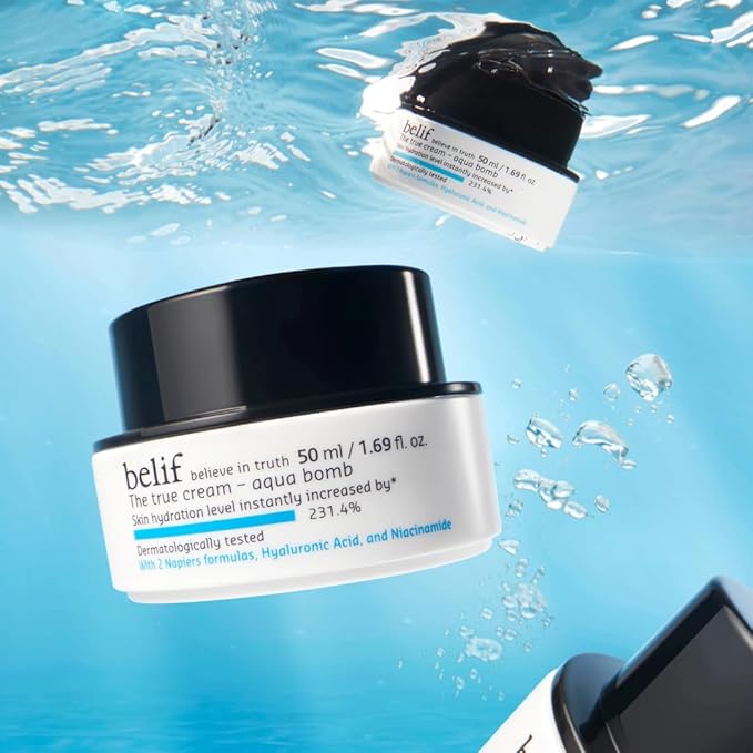 belif Aqua Bomb – Lightweight Gel Moisturizer with Niacinamide, Hyaluronic Acid & Squalane | 72H