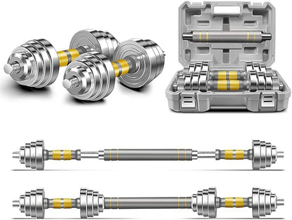 PHOEROS Adjustable Dumbbell Set - 44/66/88 LBS weights set, Dumbbell Barbell 3 in 1, Steel