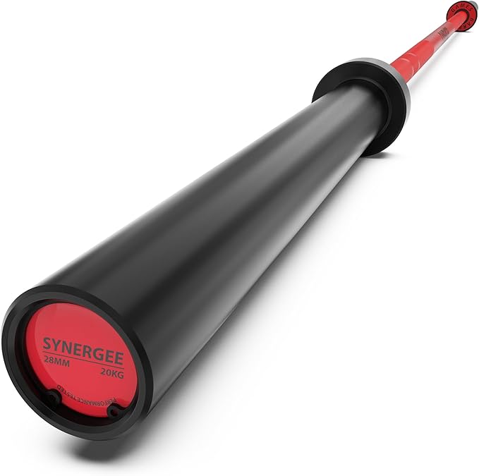 Synergee Games 15kg and 20kg Colored Ceramic Coated Barbells. Rated 1500lbs for Weightlifting and