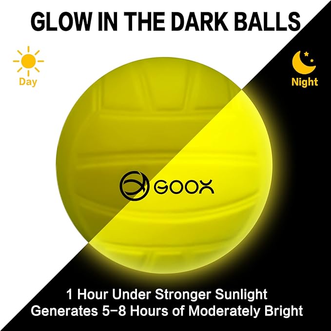 GOOX Outdoor Beach Ball Games with Carrying Bag, 3 Balls, Net and Strip Light (ONLY for Light Up
