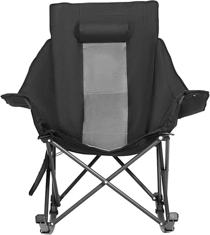 VEVOR Heated Camping Chair, 3 Heating Settings, Large-Sized Padded Folding Rocker, Heavy Duty