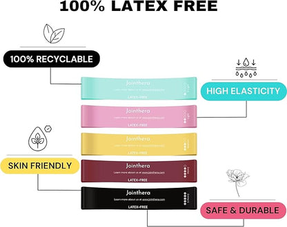 Premium Latex Free Resistance Bands for Working Out - Set of 5 + Carrying Bag | Non Latex Mini Loop