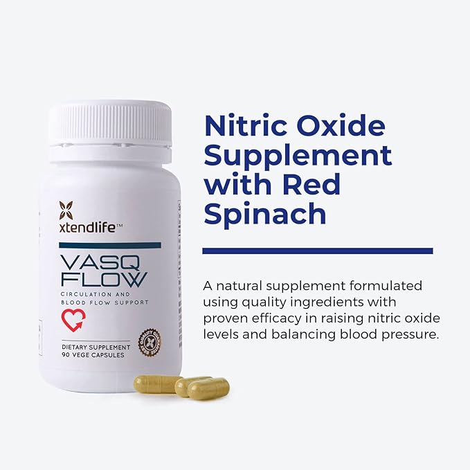 Xtendlife VasQFlow Natural Nitric Oxide Booster Supplement - Circulation & Blood Flow Support with