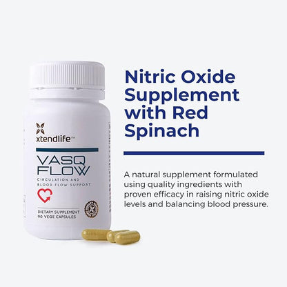 Xtendlife VasQFlow Natural Nitric Oxide Booster Supplement - Circulation & Blood Flow Support with