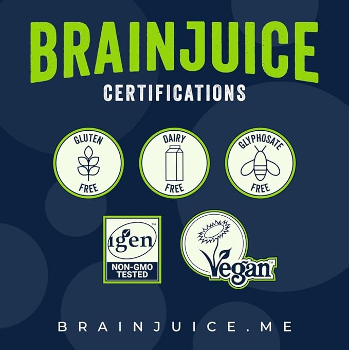 BrainJuice Focus & Energy Drink Shots, Nootropics with Alpha GPC, B Vitamins & Organic Green Tea