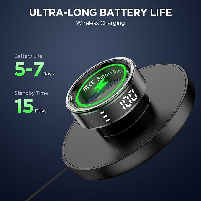 Smart Ring Health Tracker with Display Screen, Sleep Tracker with Heart Rate, Fitness Ring Step