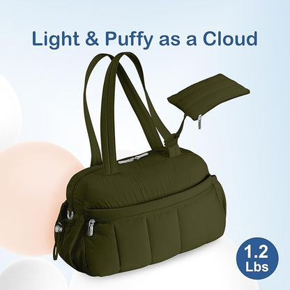 TOPDesign Travel Duffel Bag for Women, Puffer Gym Bag Sports Tote with Wet Pocket, Carry On