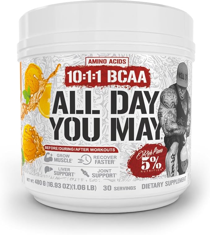 5% Nutrition Rich Piana AllDayYouMay BCAA Powder | Premium Intra & Post Workout Amino Acids