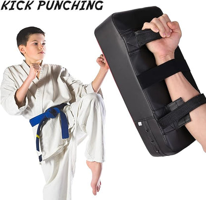 Odoland 3-in-1 Kids Youth Boxing Set - Punching Mitts, Kick Pads, Gloves for Boxing, Kickboxing