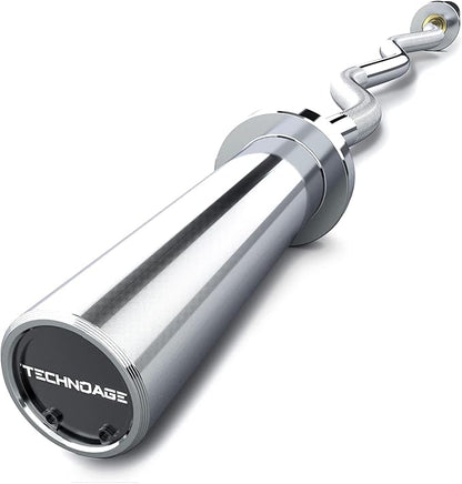 TECHNOAGE Olympic EZ Curl Bar, 47" Curl Bar(350/500LBS Capacity) 20LB, Solid Steel, Chrome Finish