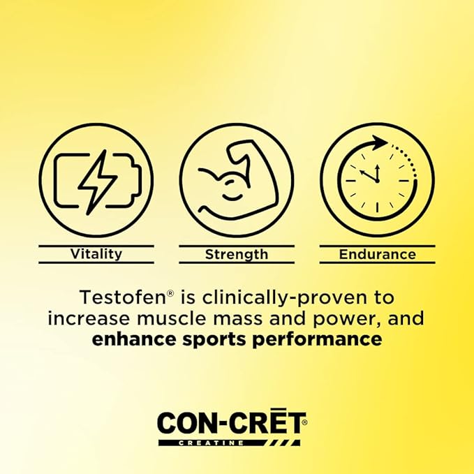 CON-CRET®+ Test, CON-CRET® Patented Creatine HCl Now with Testofen®, Boost Testosterone Levels, 60