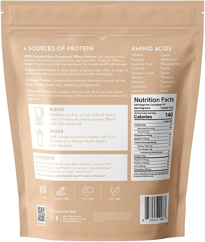 JUST INGREDIENTS Snickerdoodle Protein Powder ??30-Serving Blend with 100% Grass-Fed Whey & Organic