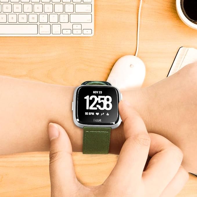 FINTIE Bands Compatible with Fitbit Versa 2/1 / Lite Edition, Soft Nylon Replacement Strap