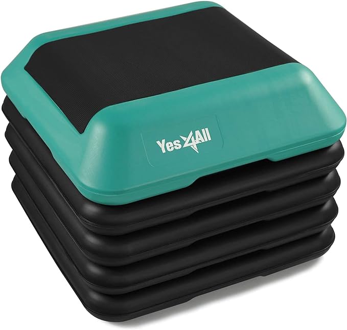 Yes4All 16"x16" Adjustable High Step Aerobic Platform with 4 Risers, Height-Adjustable