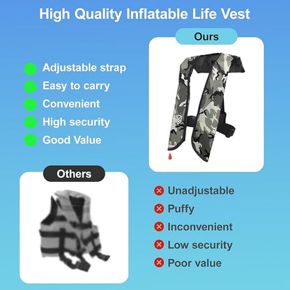 Automatic/Manual Inflatable Life Jacket| Inflatable PFD Kayak Vest Adult| Life Vest for Adults|