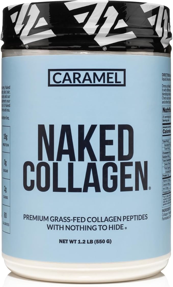 NAKED Caramel Collagen Peptides Protein Powder, 25 Servings, Pasture-Raised, Grass-Fed Hydrolyzed