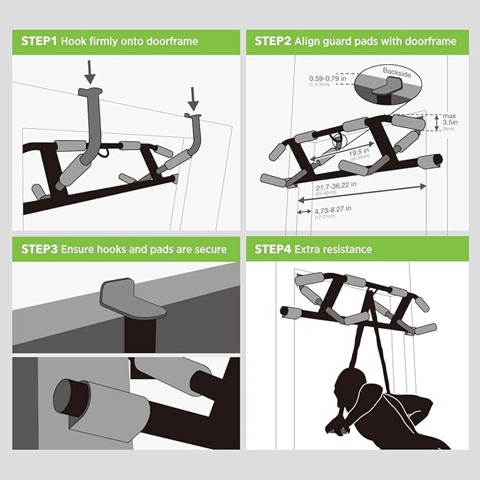 2025 Upgrade Multi-Grip Pull Up Bar with Smart Larger Hooks Technology - USA Original Patent