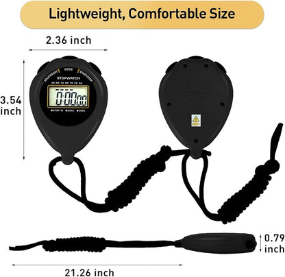 Stopwatch Sport Timer, 2 Pack Large Display Digital Stopwatch Timer with Date Time, No Alarm Silent