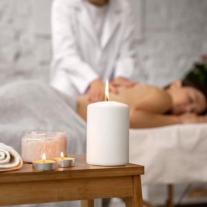 Dripless 3x4 3x6 3x8 Inch White Pillar Candles Unscented Long Lasting Large Cylinder Column Candles