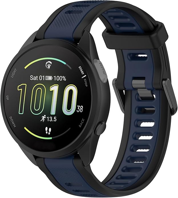 Compatible with Garmin Forerunner 165 Watch Band, 20mm Width Silicone Replacement Bands for Garmin