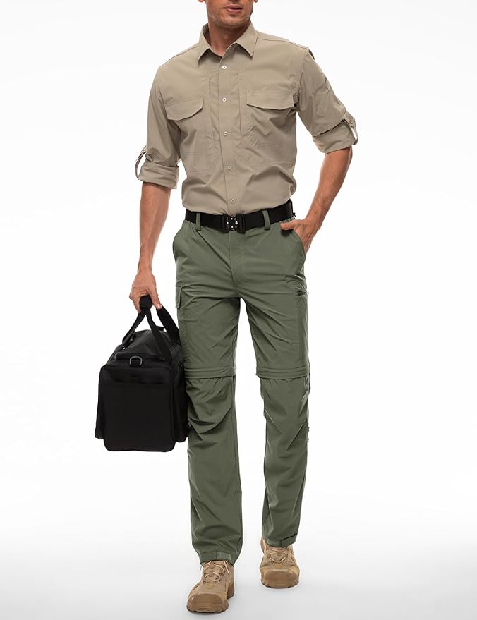 Wespornow Men's-Convertible-Hiking-Pants Quick Dry Lightweight Zip Off Breathable Cargo Pants for