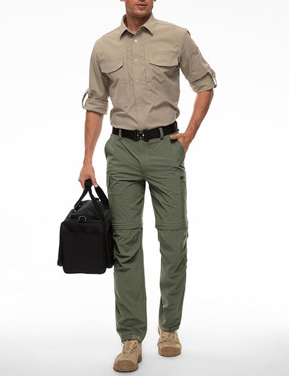 Wespornow Men's-Convertible-Hiking-Pants Quick Dry Lightweight Zip Off Breathable Cargo Pants for