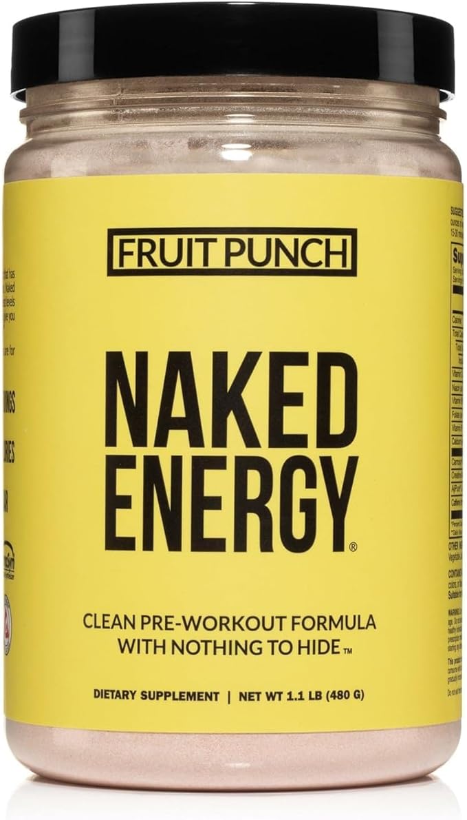 NAKED Fruit Punch Energy - Clean Pre Workout Supplement for Men and Women, Vegan Friendly, No Added