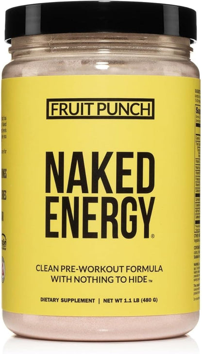 NAKED Fruit Punch Energy - Clean Pre Workout Supplement for Men and Women, Vegan Friendly, No Added