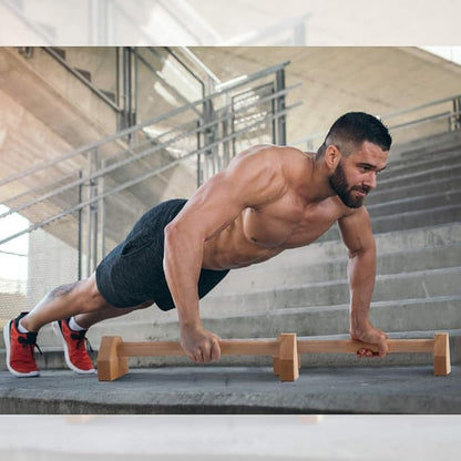 Pushup Stands - Wooden Push Up Bars Gym Gear Equipment with Anti-Slid Mat Workout Solid Exercise