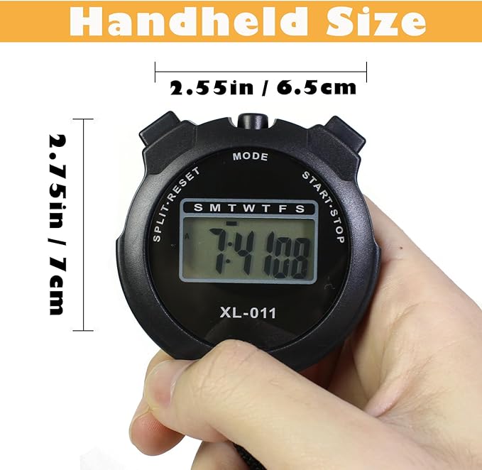 6-Pack Multi-Function Electronic Digital Sport Stopwatch Timer, Large Display with Date Time and