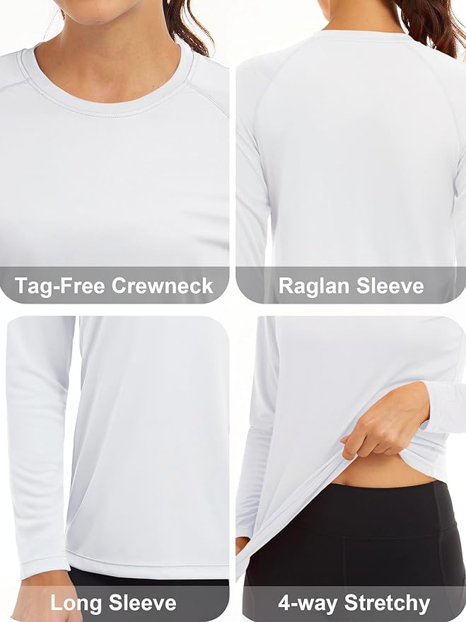 MAGCOMSEN Women's 2 Pack Long Sleeve Shirts UPF 50+ Sun Protection Quick Dry Swim Shirt for Rash
