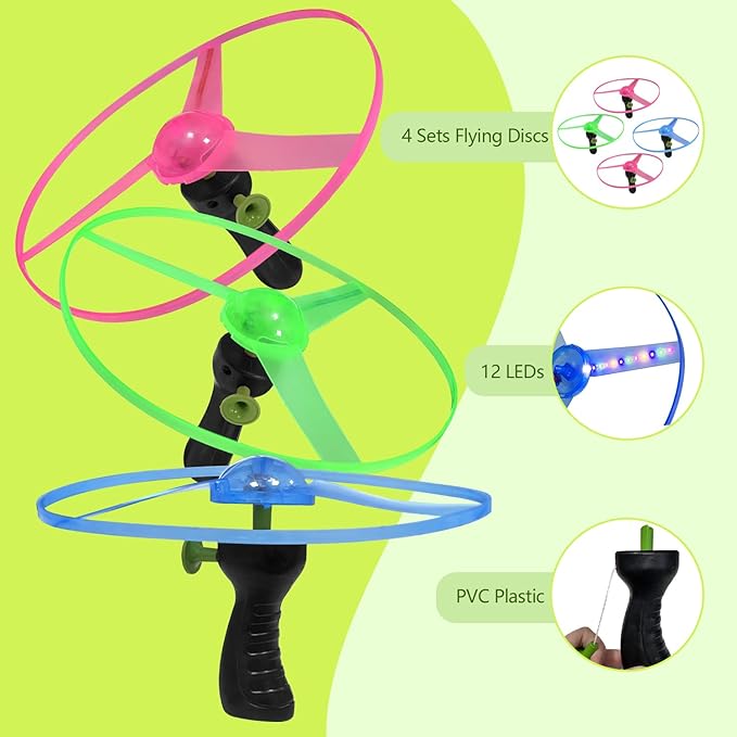 M.best 4 Sets LED Flying Set, Fun Flying Saucers Toys for Kids with Flashing Lights, Flying Toy
