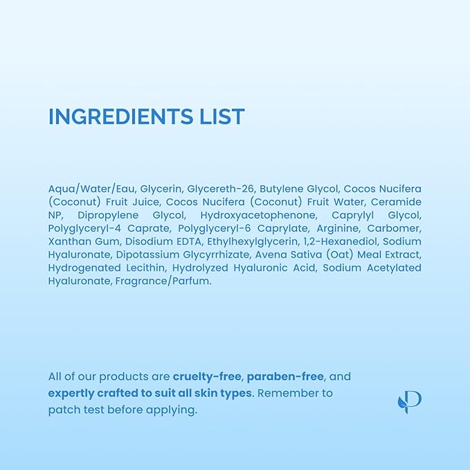 PLANTIFIQUE Facial Sheet Mask Coco Dew 5 Pack ??Moisturizing Face Mask with Coconut & Ceramide