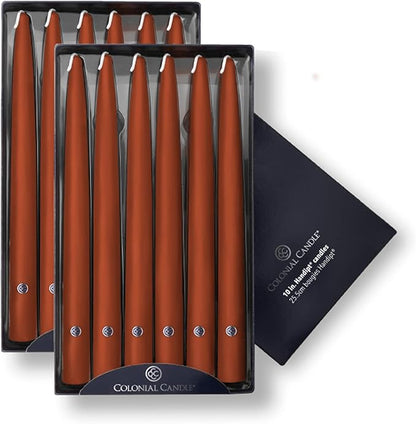 Colonial Candle Unscented Taper Candle, Handipt Collection, Amber, 10 in, Pack of 12 - Up to 8