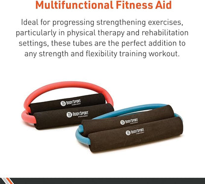 Body Sport Loop Tubing , Resistance Band with Foam Pad Handles for Strength Training and