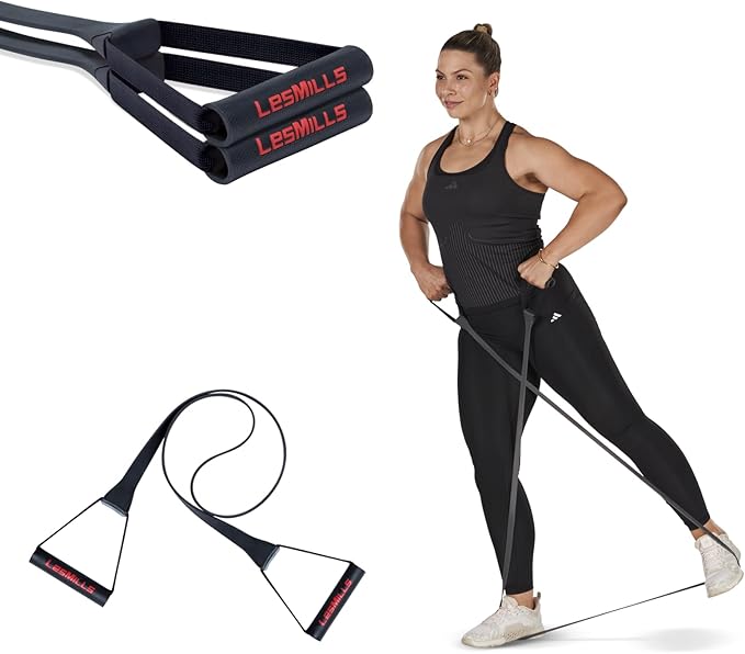 Les Mills™ SMARTBAND Extreme™ Workouts Bands with Handles for Women and Men, Resistance Bands for