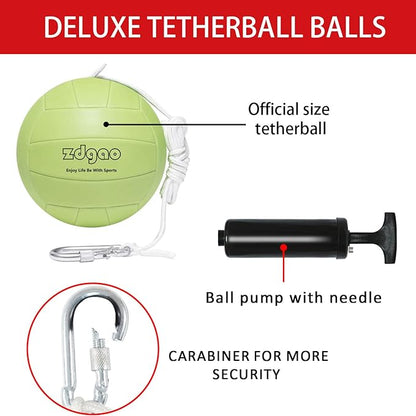 Portable Tetherball-Glow in The Dark Replacement Tether Ball with Carabiner, Ball Pump with Needle