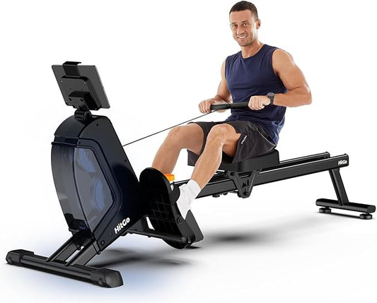 Magnetic Rowing Machine for Home Use, Foldable Rower with 32 Levels of Silent Resistance, LED Light