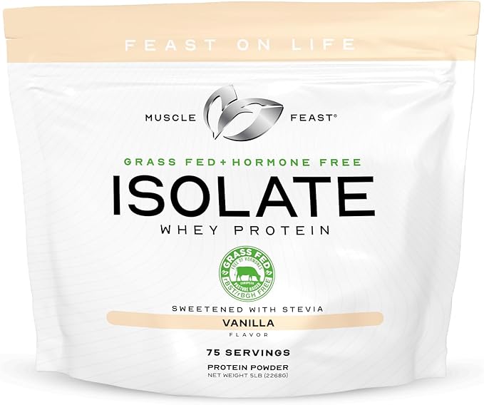 Muscle Feast Grass-Fed Whey Protein Isolate, All Natural Hormone Free Pasture Raised, Whey Isolate