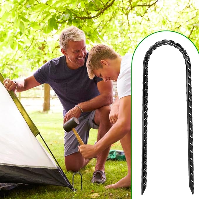 12 Pack Trampoline Stakes, 12 Inches Trampoline Wind Stakes, Heavy Duty Ground Anchors, U Shaped