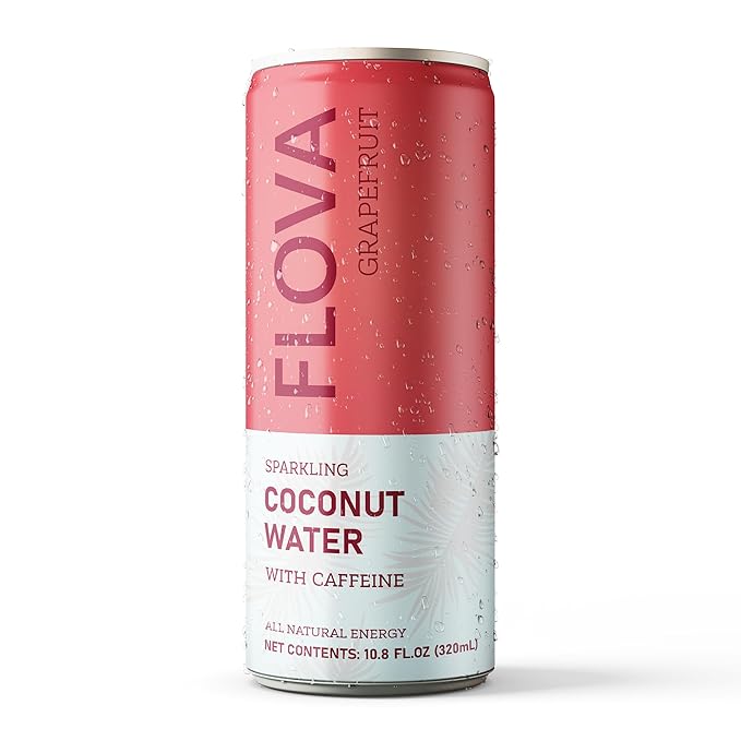 Flova Grapefruit Energy Drink, All Natural, Electrolytes and Minerals from Coconut Water, 4 Simple