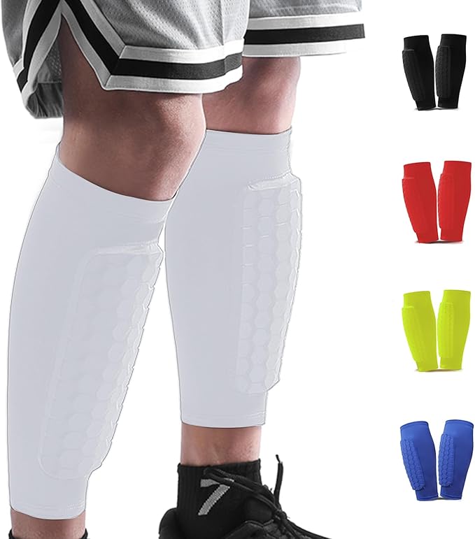 Soccer Shin Guards Shin Pads for Kids Youth Adult, Calf Compression Sleeve with Honeycomb Pads