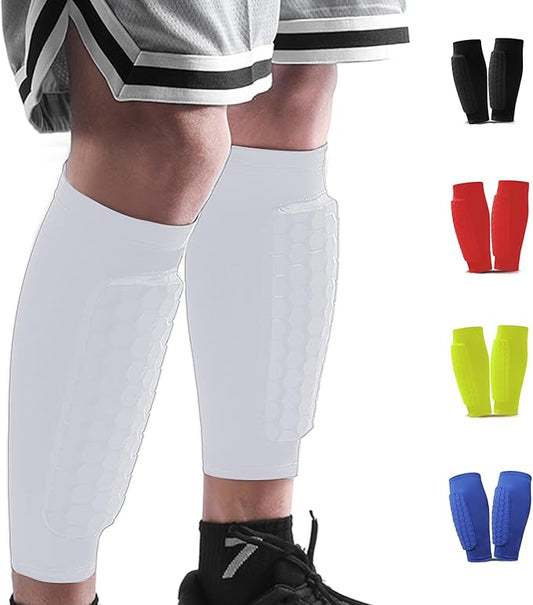Soccer Shin Guards Shin Pads for Kids Youth Adult, Calf Compression Sleeve with Honeycomb Pads